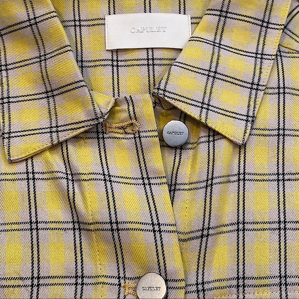 Clueless Yellow Plaid Oversized Crop Trucker Shacket